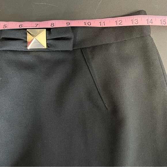 Kate Spade Skirt Women 4 Wool Blend Career Lined Gold Studded Bow Mini B18 - Picture 5 of 8